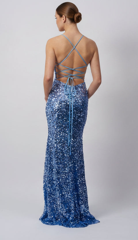 TIE BACK SEQUIN POWDER BLUE
