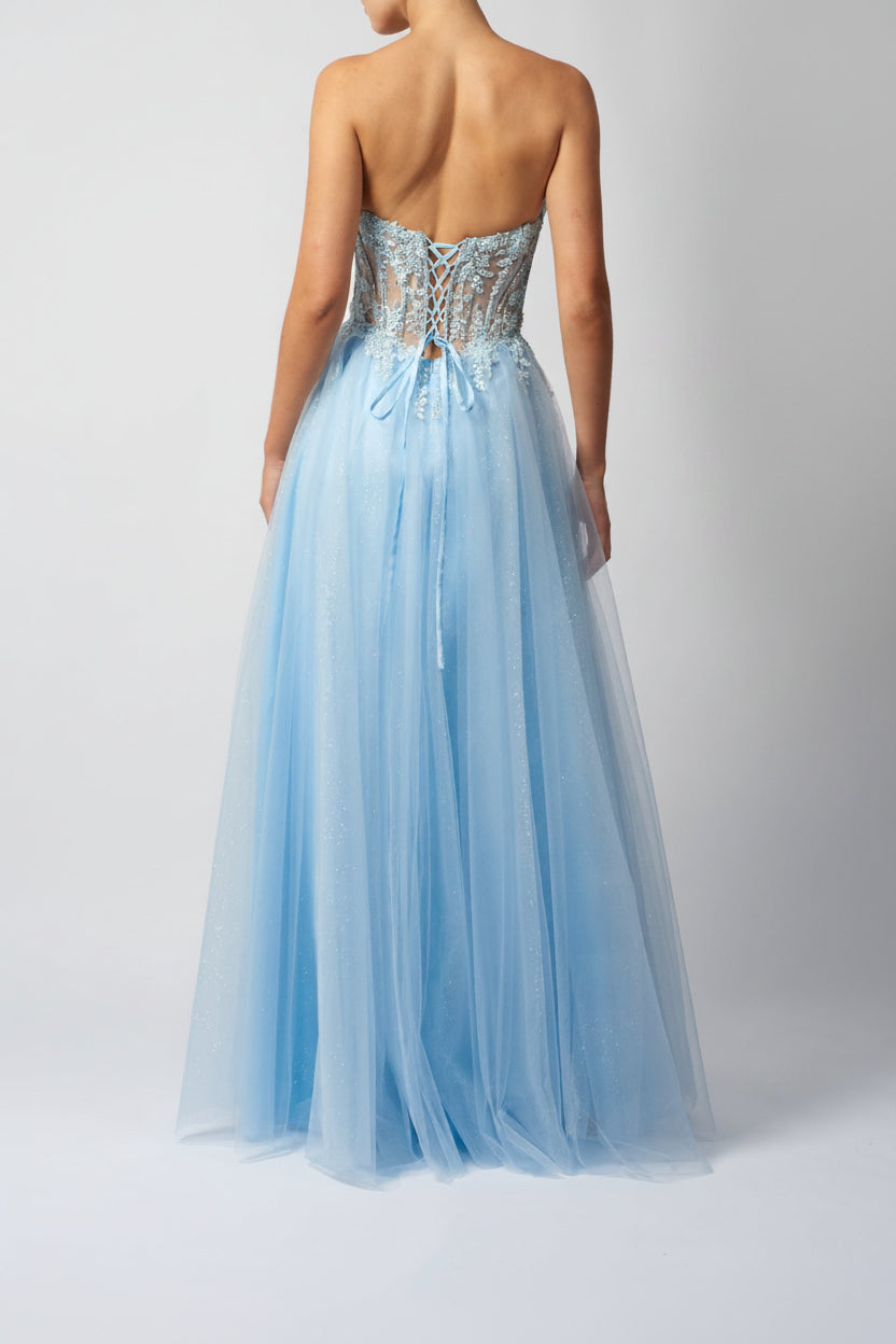 BACK TIE TULE BABY BLUE