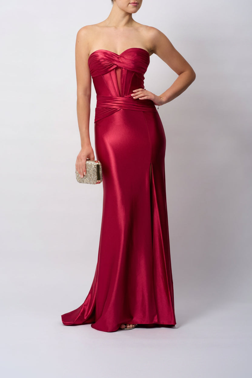 BUST + HIP PLEAT BERRY