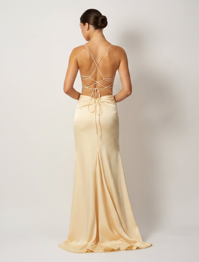 SATIN LOW BACK STRAP LEMON