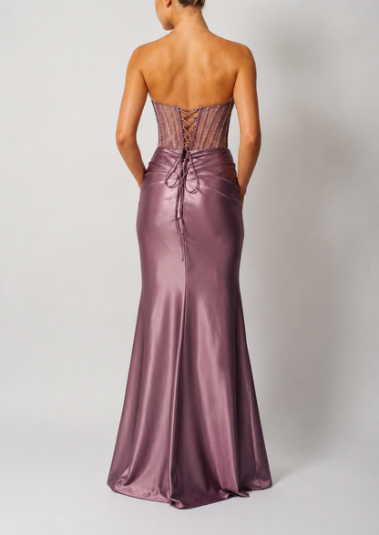 BEADED BOW JERSEY AMETHYST