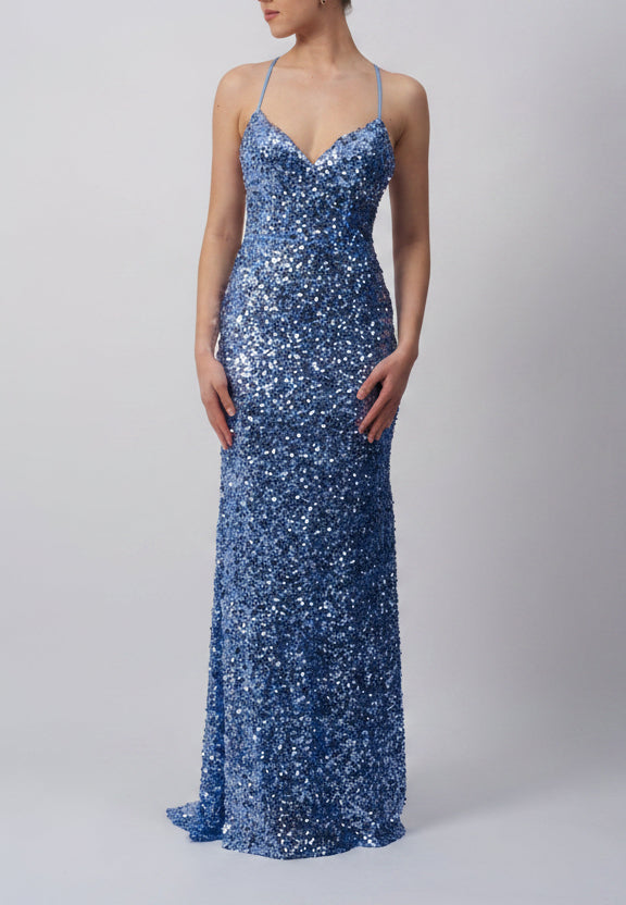 TIE BACK SEQUIN POWDER BLUE