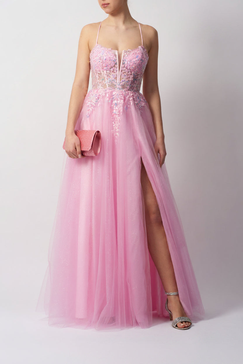 EMB TULLE PRETTY PINK