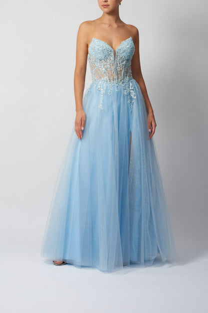 BACK TIE TULE BABY BLUE