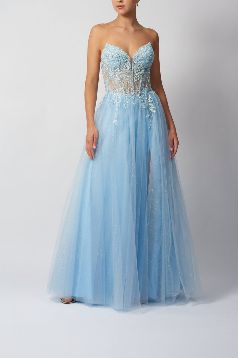 BACK TIE TULE BABY BLUE
