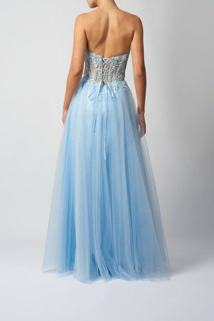 BACK TIE TULE BABY BLUE