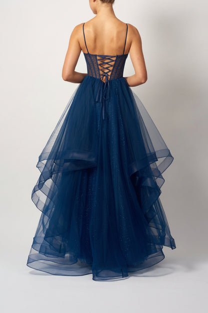 BEADED BIG TULLE NAVY