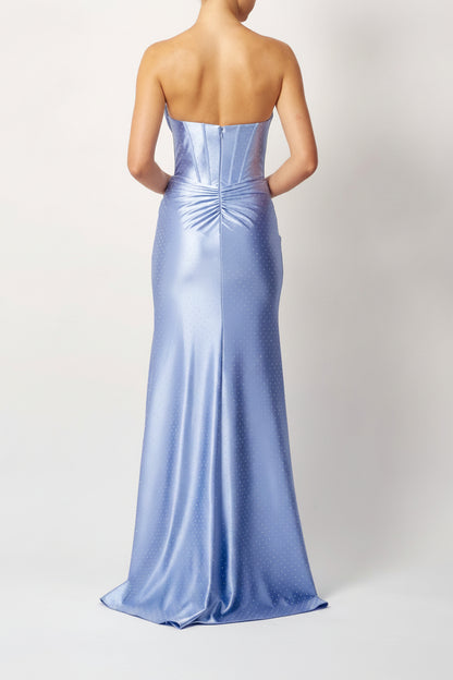 BEADED BUST SATIN BABY BLUE