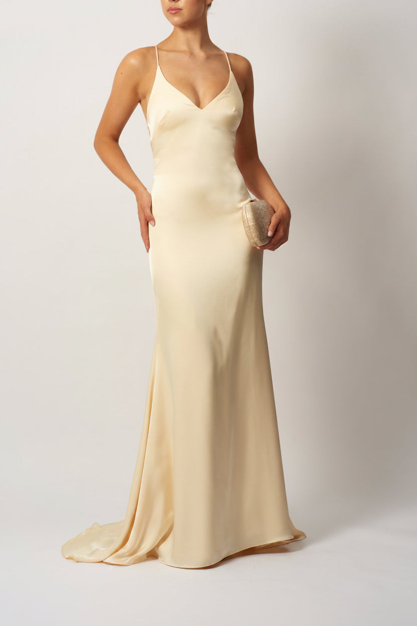 SATIN LOW BACK STRAP LEMON