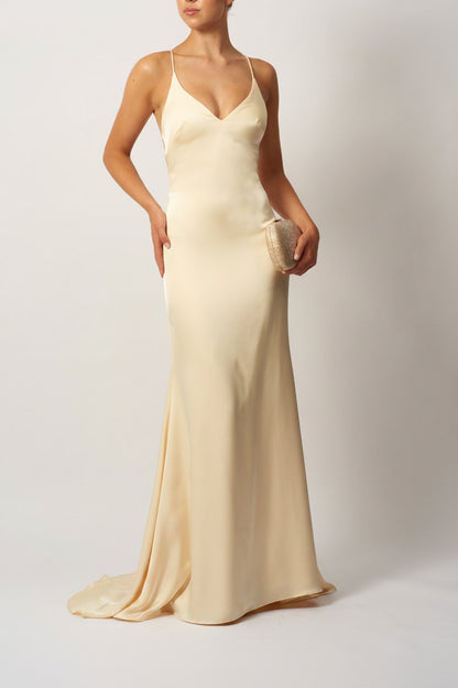 SATIN LOW BACK STRAP LEMON