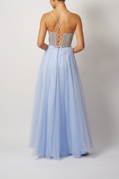 BEADED TULLE SKY BLUE